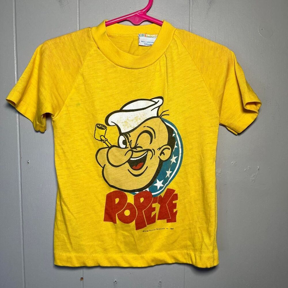 1980s Popeye Vintage American Classic Cartoon Smoking Pipe Spinach Kids 4-5 XS